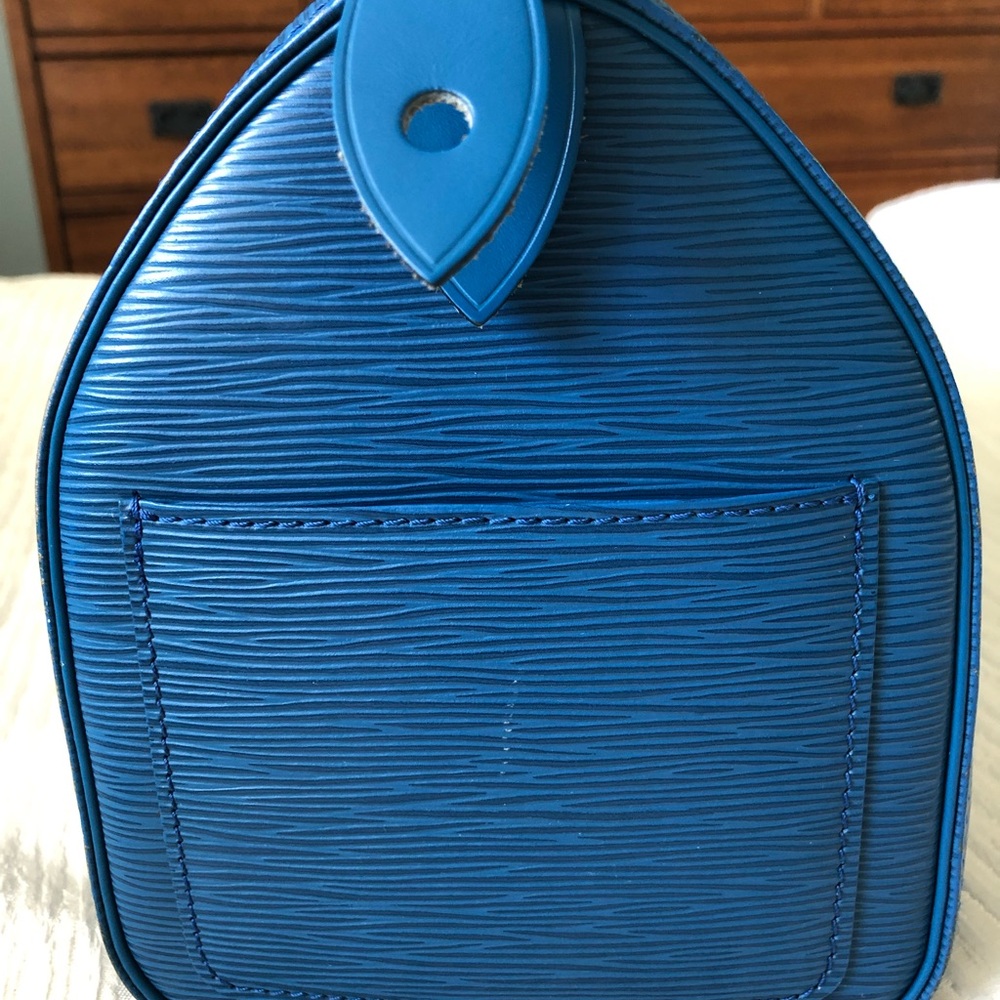 LOUIS VUITTON LV Logo Speedy 25 Travel Hand Bag Epi Leather Blue VI 0992 - Picture 5 of 14